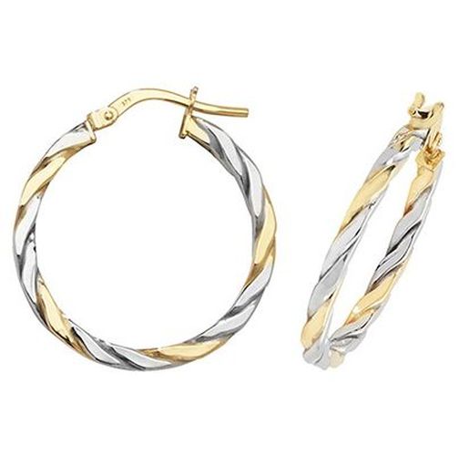 ER1041YW-20 9k White and Yellow Gold Hoop Jewellery - James Moore TH - Modalova