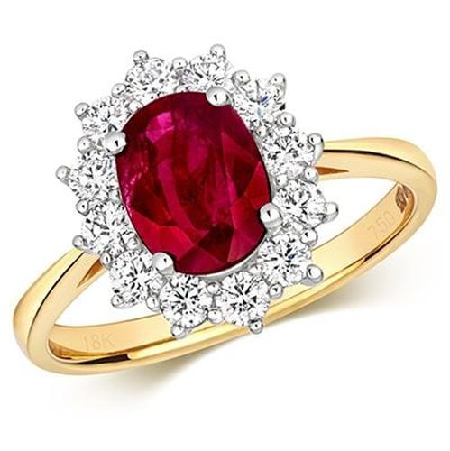 RDQ431R 9k Yellow Gold Ruby Diamond Cluster Jewellery - James Moore TH - Modalova