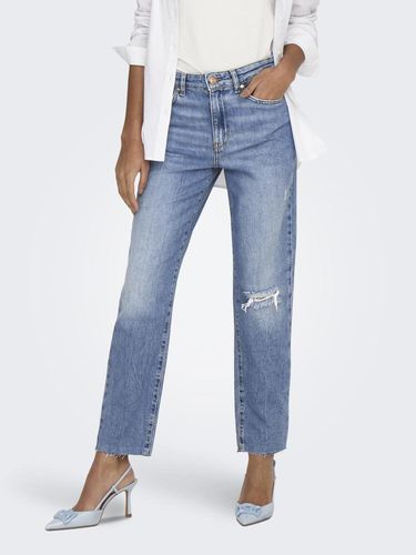 Onlemily Highwaisted Destroyed Straight Fit Jeans - ONLY - Modalova