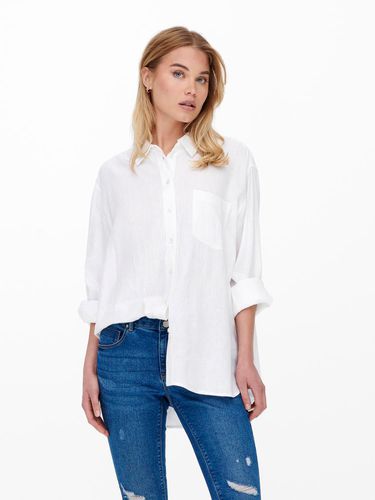 Solid Colored Linen Blend Shirt - ONLY - Modalova