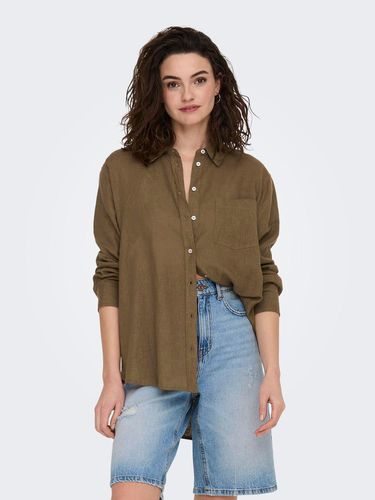 Solid Colored Linen Blend Shirt - ONLY - Modalova