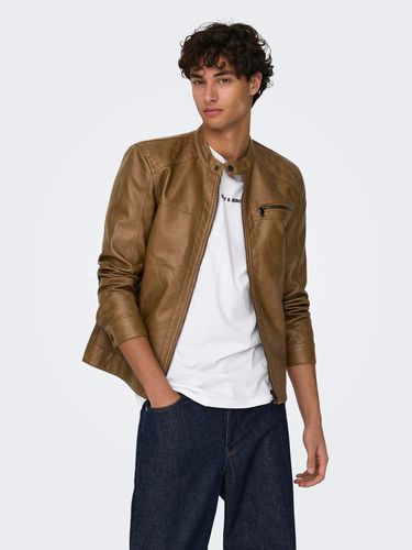 Leather Look Jacket - ONLY & SONS - Modalova