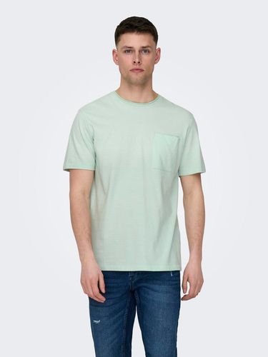 Striped O-neck T-shirt With Chest Pocket - ONLY & SONS - Modalova