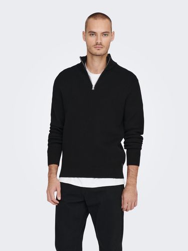 High neck knitted Pullover with half zip - ONLY & SONS - Modalova