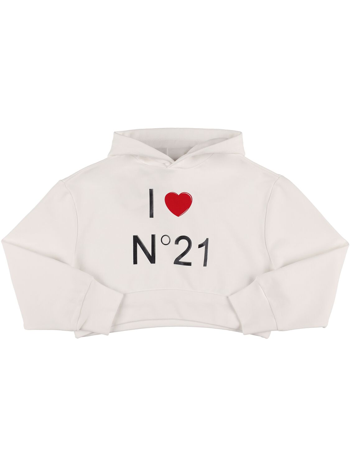 Niña Logo Print Cropped Cotton Jersey Hoodie 12a - N°21 - Modalova
