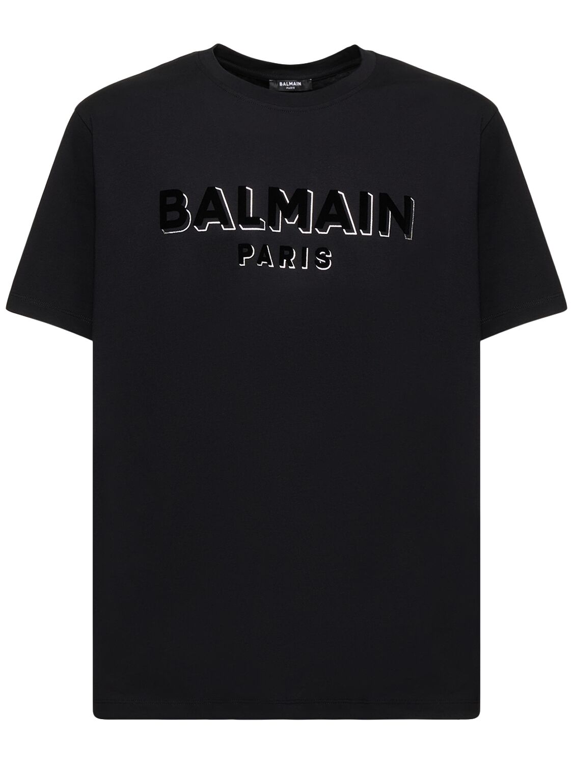 Flocked & Foiled Logo T-shirt - BALMAIN - Modalova
