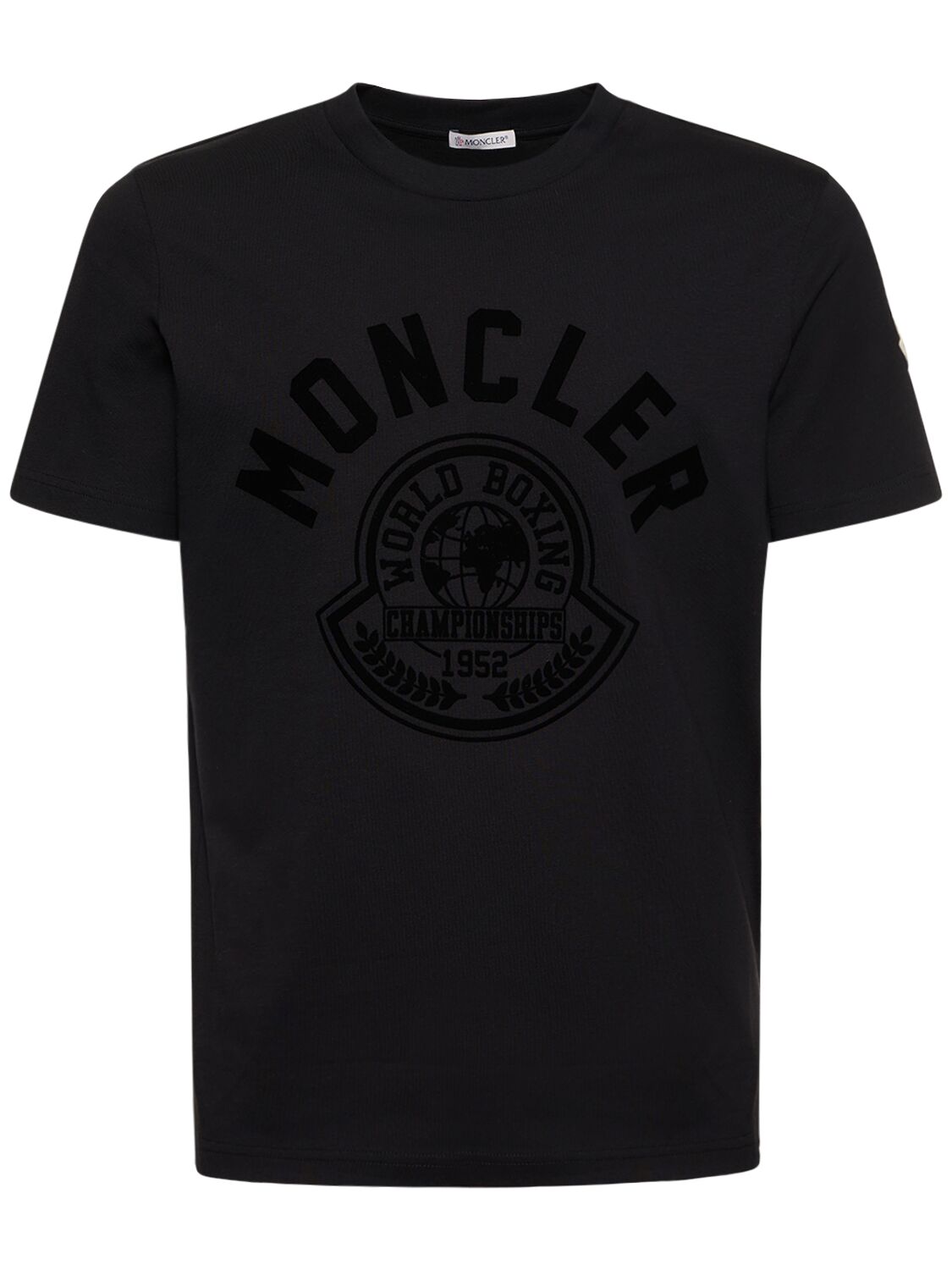 T-shirt Aus Baumwolljersey Mit Beflocktem Logo - MONCLER - Modalova