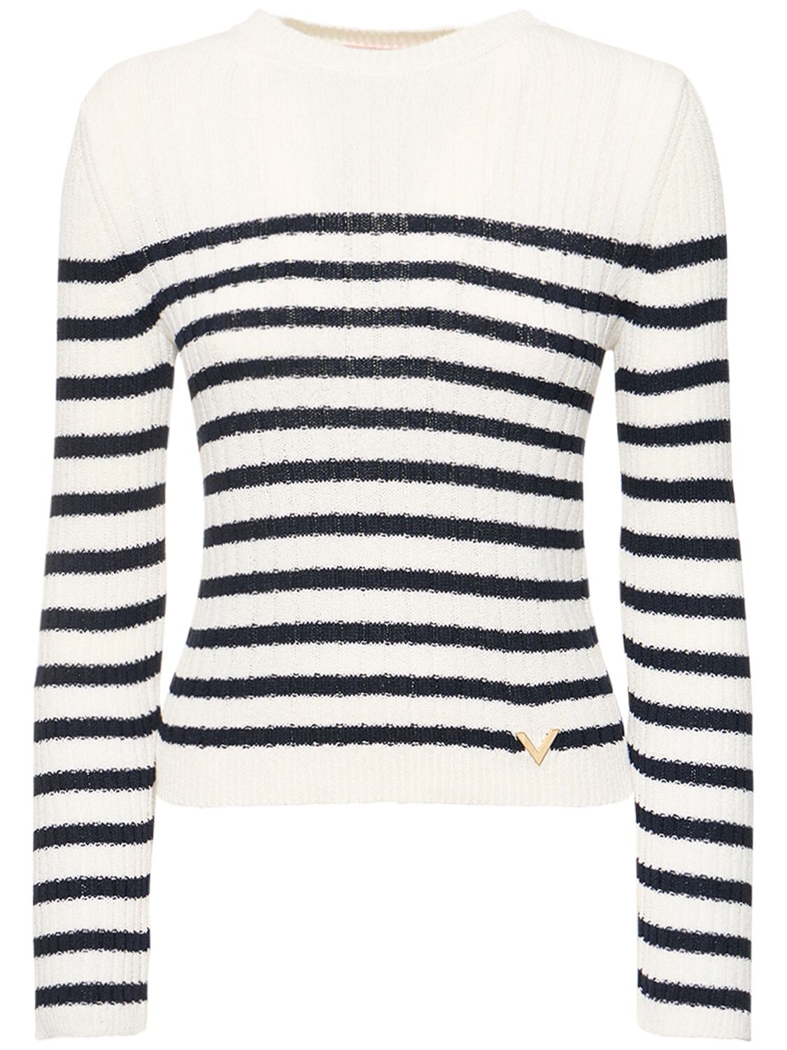 Striped Viscose Blend Knit Sweater - VALENTINO - Modalova