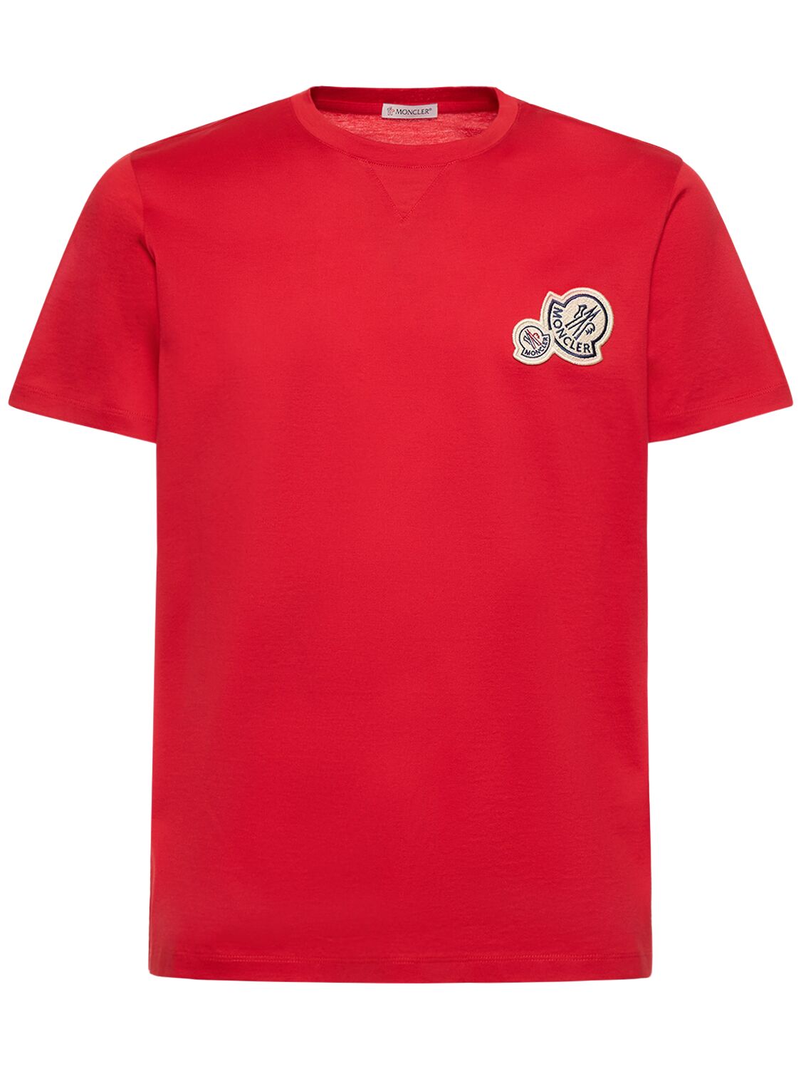 Logo Patch Cotton Jersey T-shirt - MONCLER - Modalova