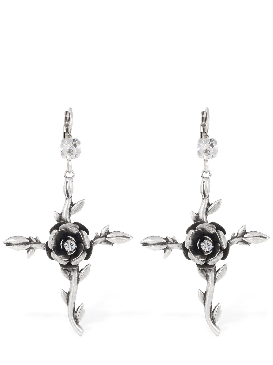 Rose & Cross Drop Earrings - BLUMARINE - Modalova