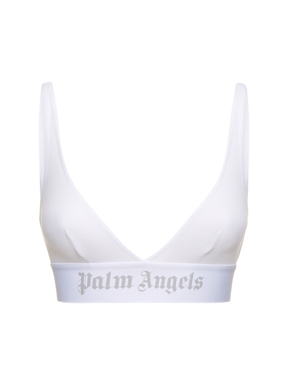 Classic Logo Cotton Triangle Bra - PALM ANGELS - Modalova