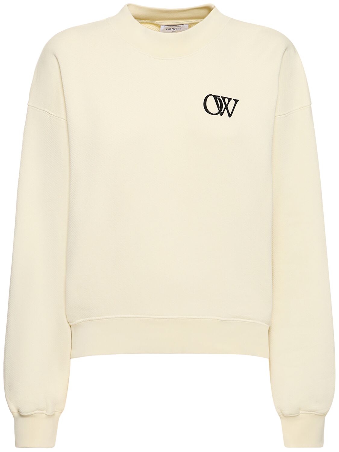 Flocked Cotton Crewneck Sweater - OFF-WHITE - Modalova
