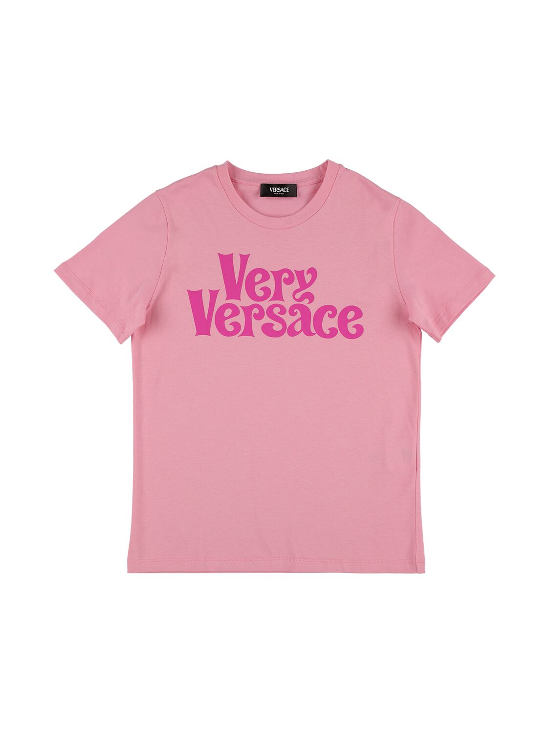 T-shirt In Jersey Di Cotone Con Logo - VERSACE - Modalova