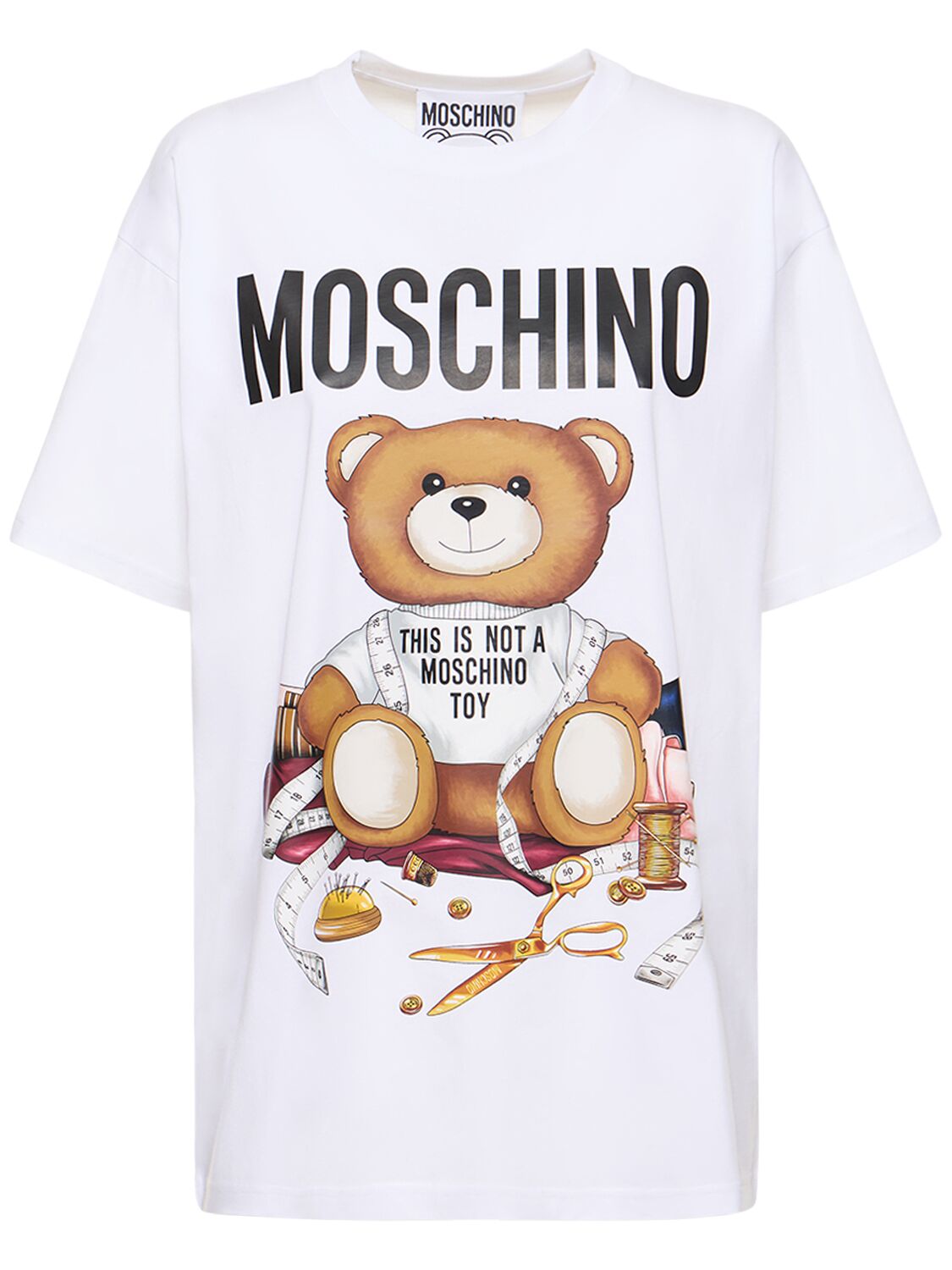 T-shirt In Jersey Di Cotone Con Logo - MOSCHINO - Modalova