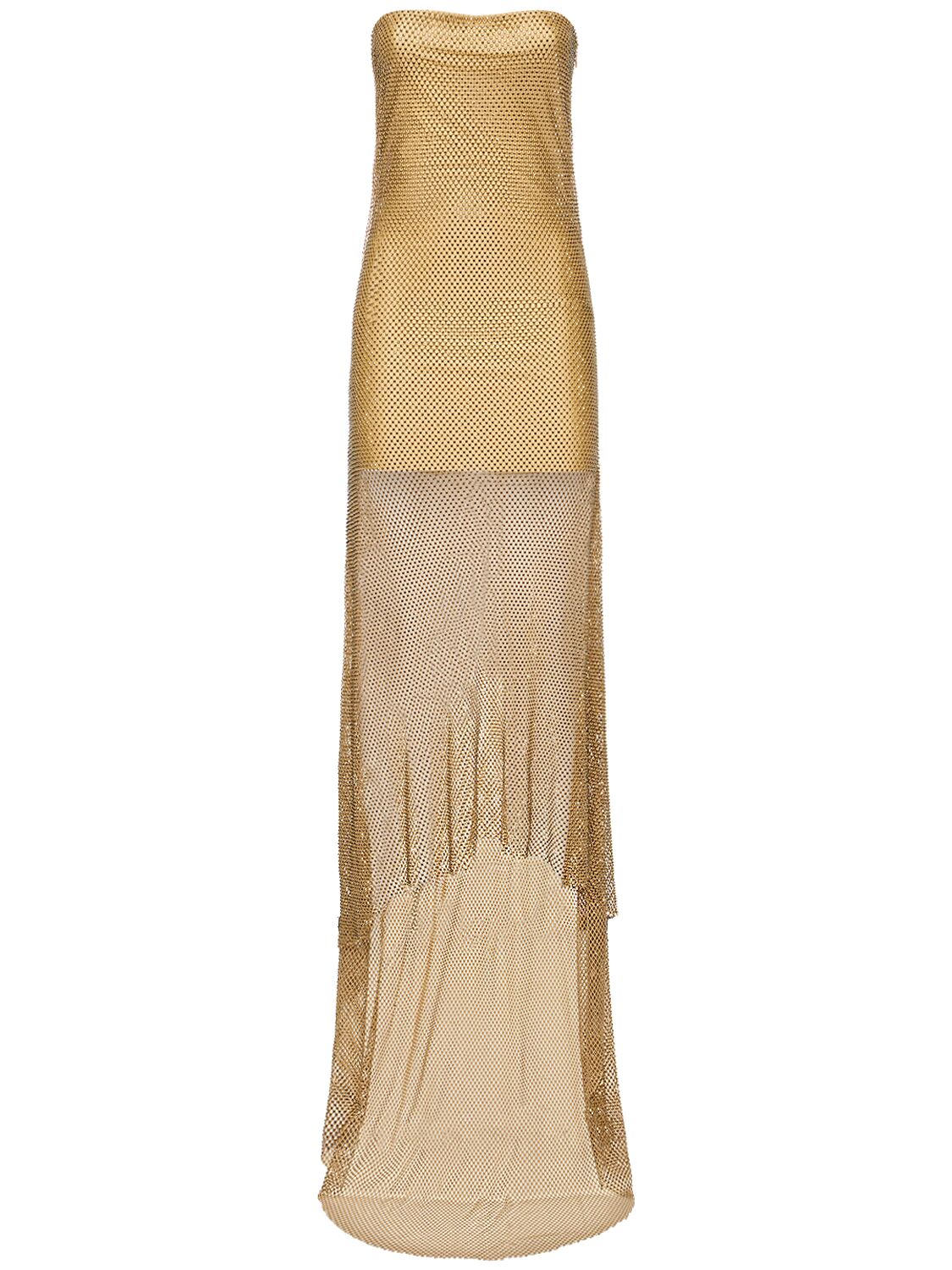 Strapless Embroidered Mesh Long Dress - GIUSEPPE DI MORABITO - Modalova