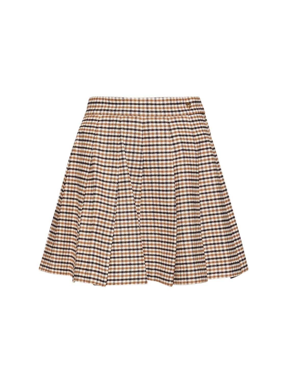 Micro Check Cotton Pleated Skirt - PALM ANGELS - Modalova