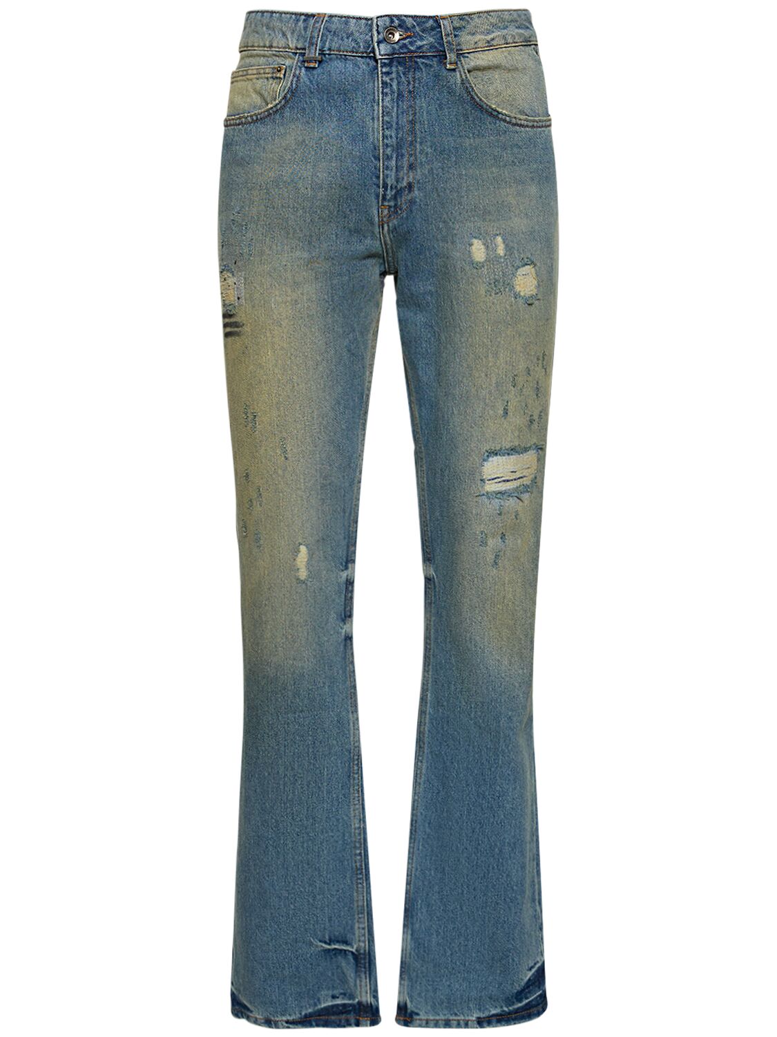Distressed Faded Straight Jeans - FLÂNEUR - Modalova