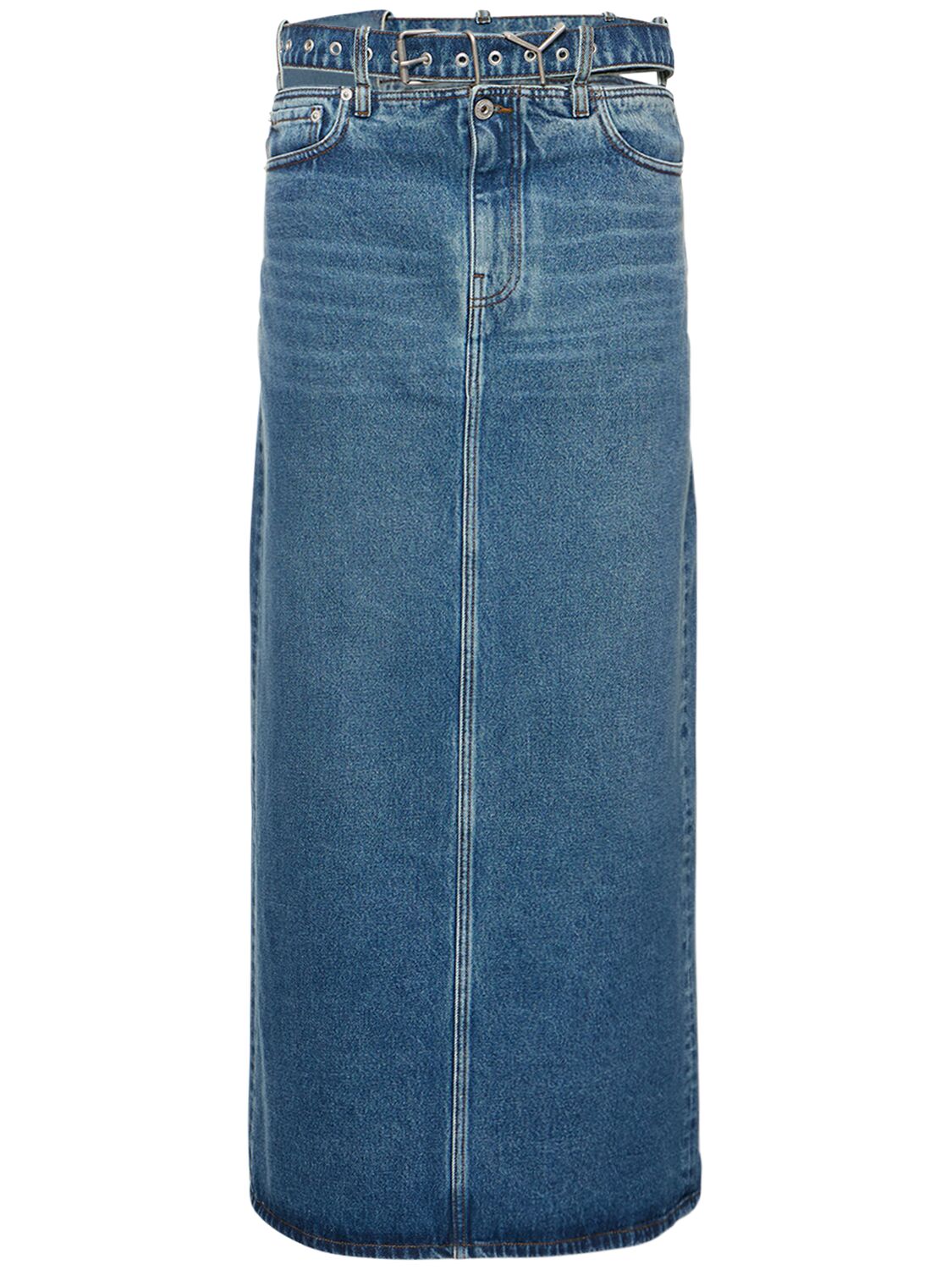 Denim Midi Skirt W/logo Belt - Y/PROJECT - Modalova