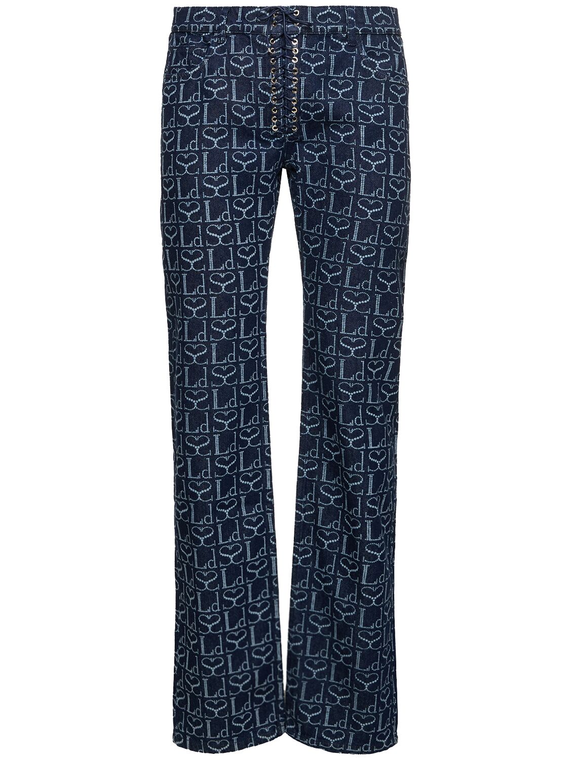Monogram Cotton Denim Straight Jeans - LUDOVIC DE SAINT SERNIN - Modalova