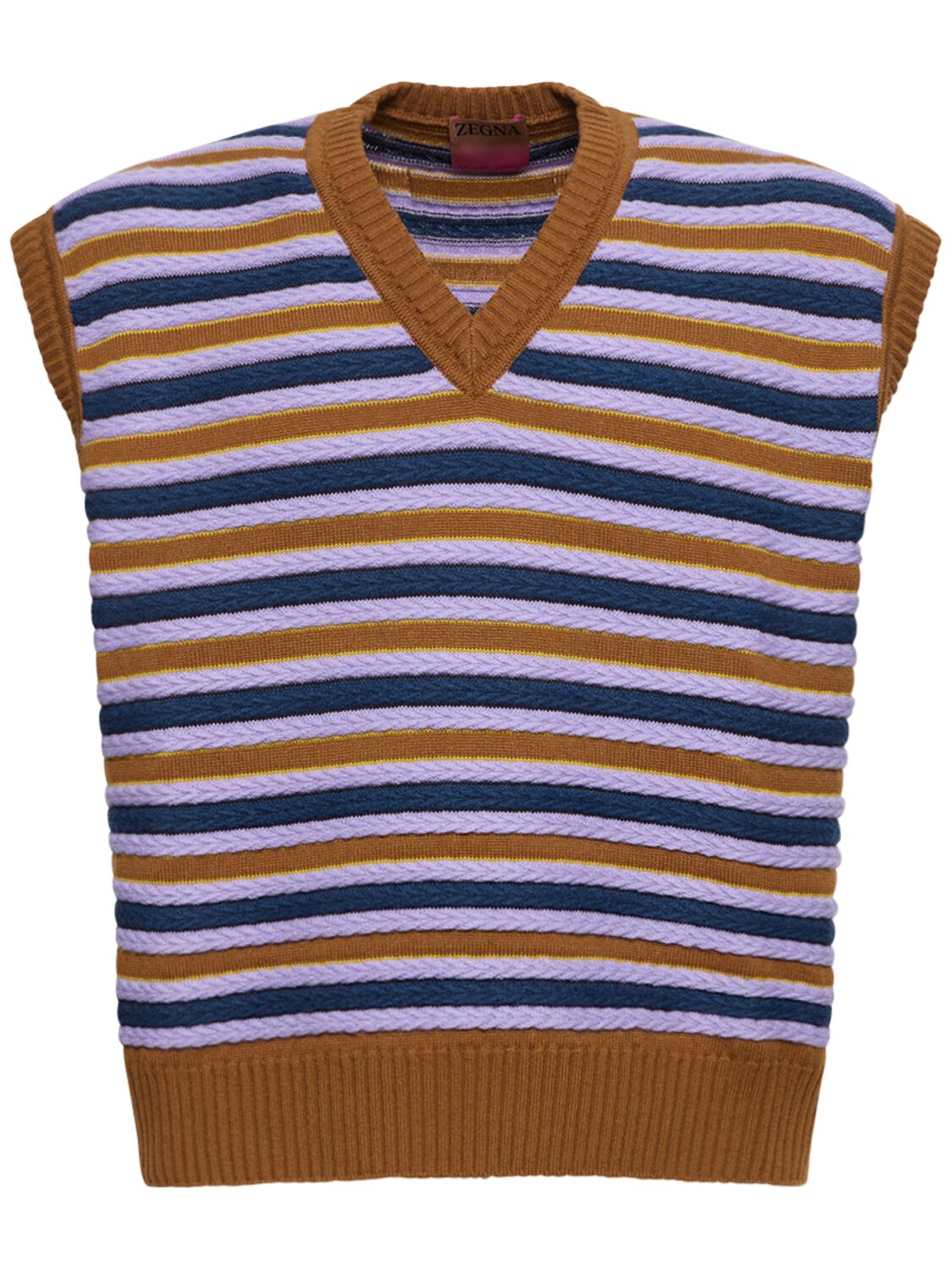 Striped Cashmere & Wool V Neck Vest - ZEGNA X THE ELDER STATESMAN - Modalova