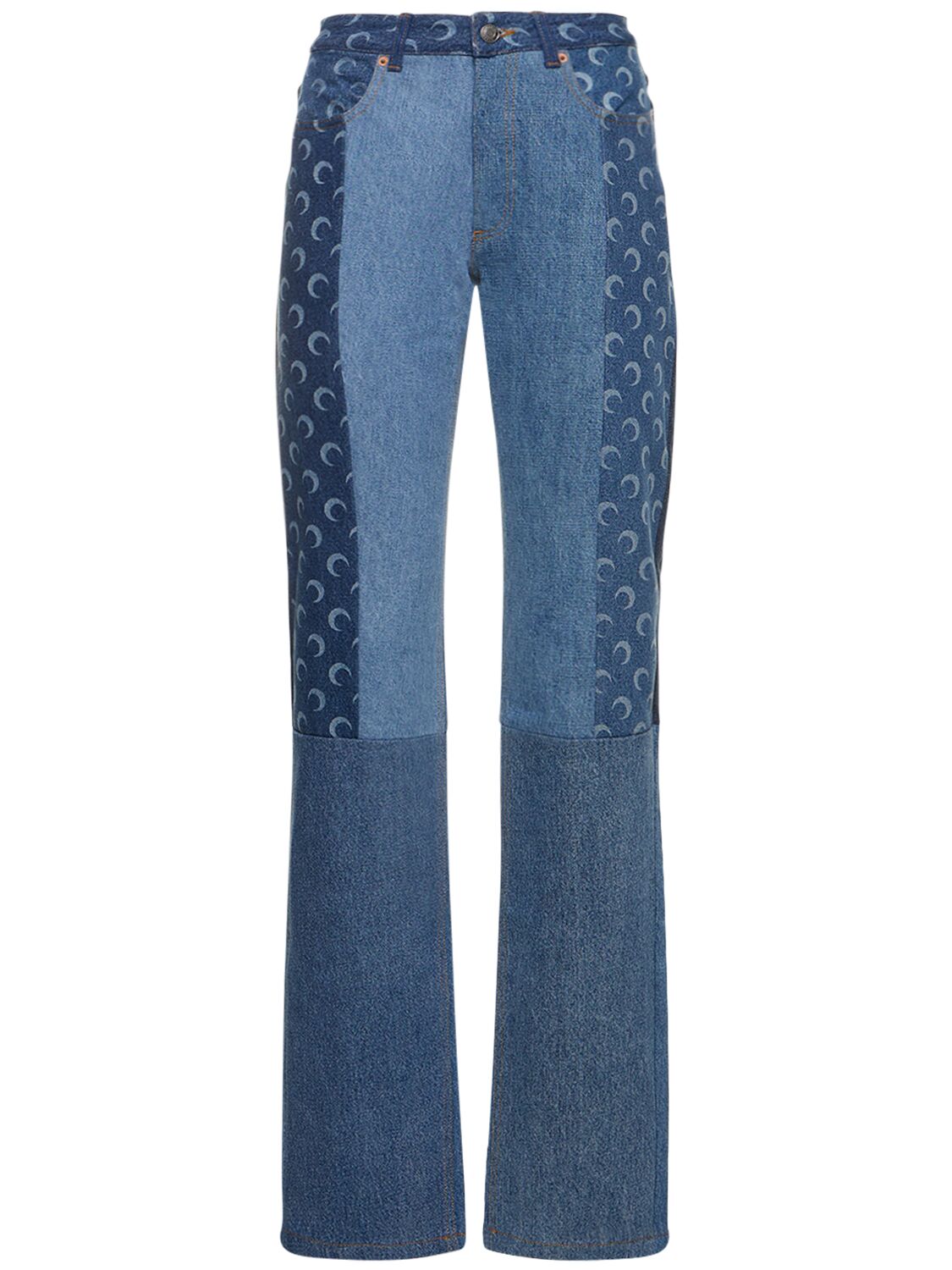 Mujer Jeans Anchos De Denim Con Patchwork 34 - MARINE SERRE - Modalova