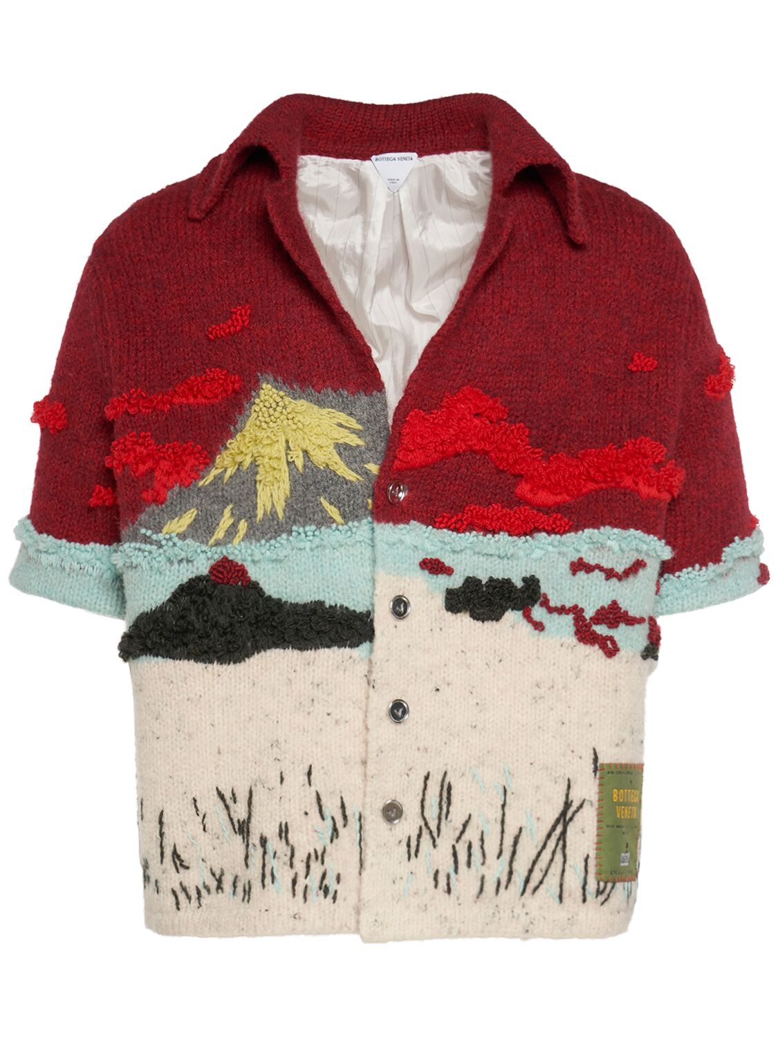 Embroidered Intarsia Wool Shirt - BOTTEGA VENETA - Modalova