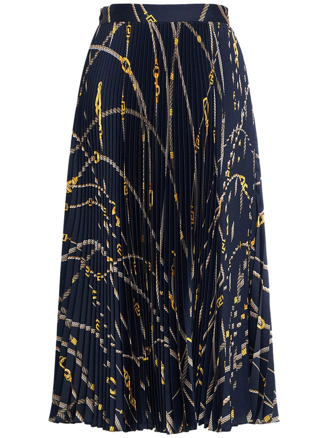Printed Pleated Twill Midi Skirt - VERSACE - Modalova