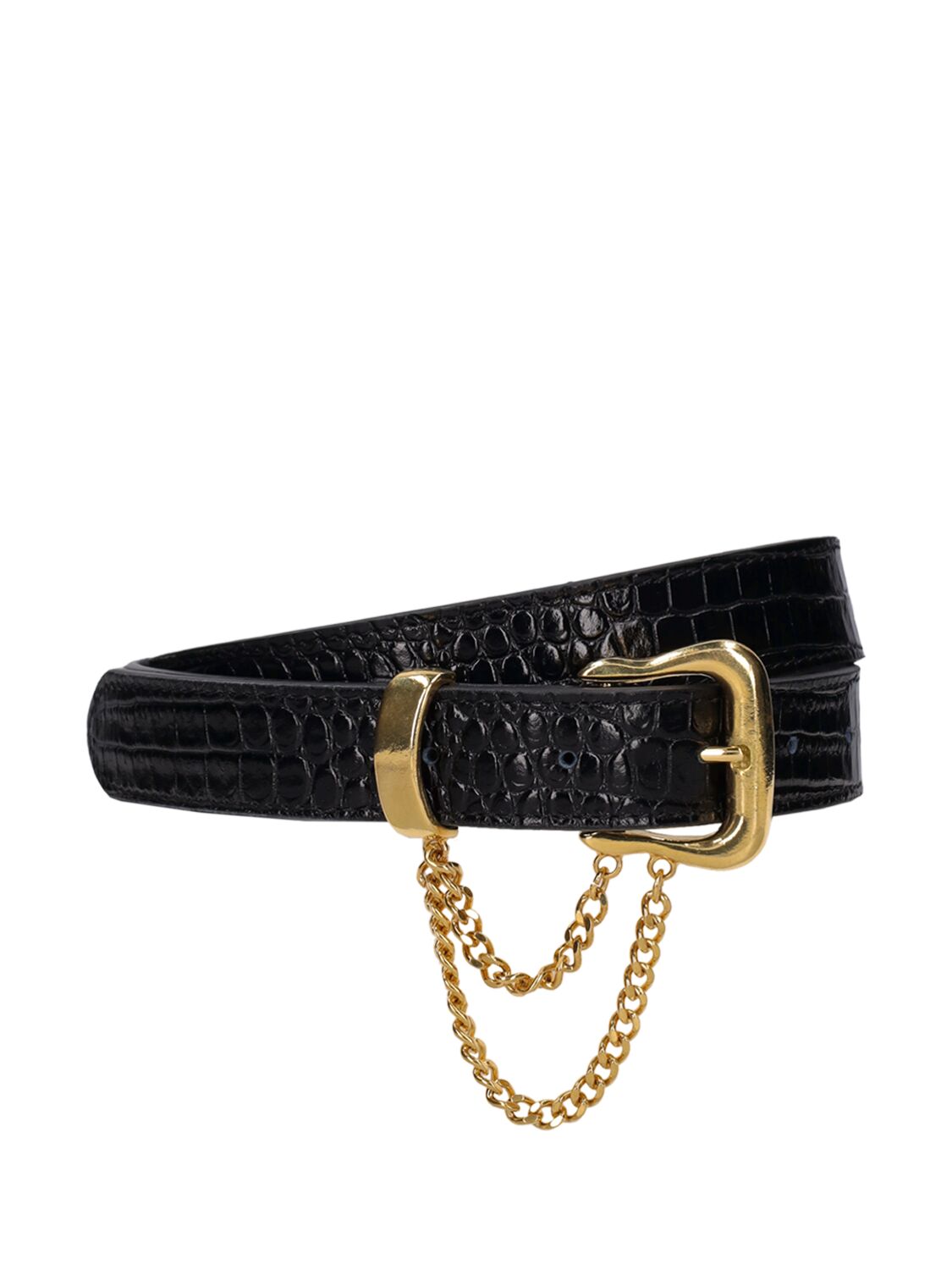 Embossed Leather Belt W/ Chain - ALESSANDRA RICH - Modalova