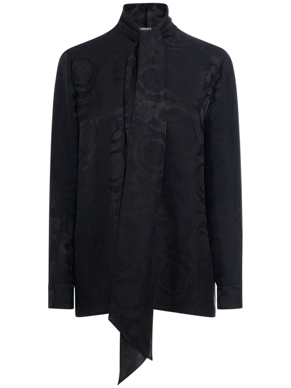 Barocco Silk Blend Jacquard Shirt - VERSACE - Modalova