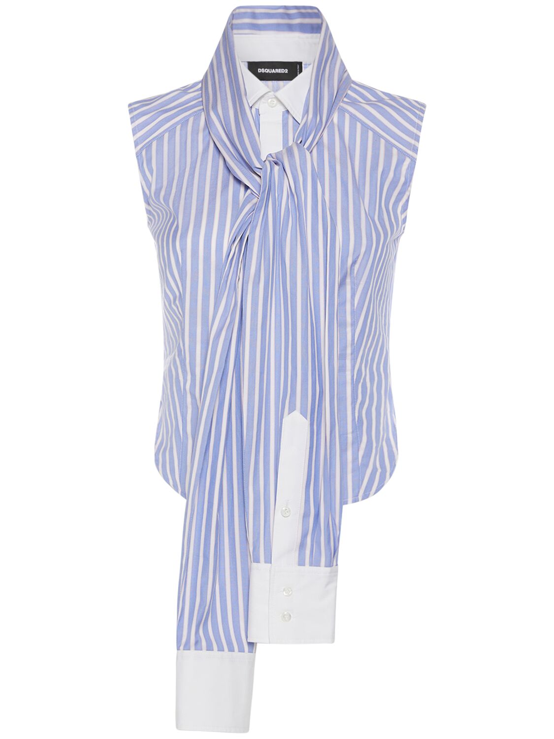 Striped Cotton Sleeveless Knotted Shirt - DSQUARED2 - Modalova