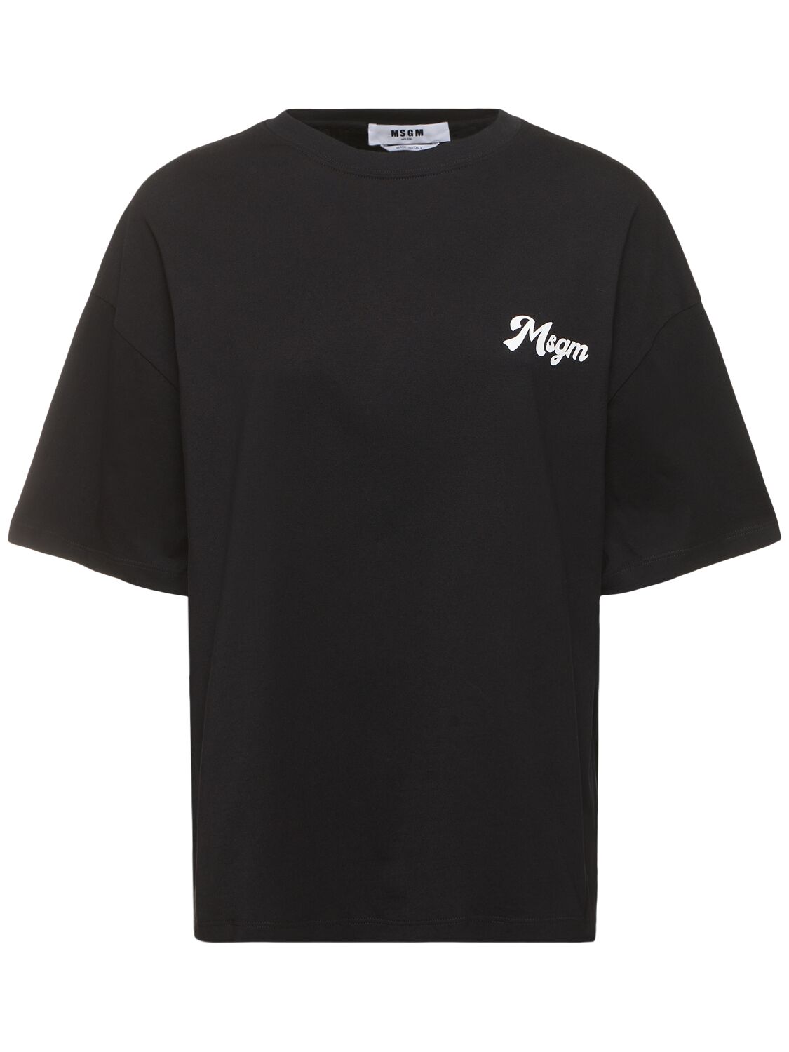 T-shirt Boxy Fit In Cotone Con Logo - MSGM - Modalova