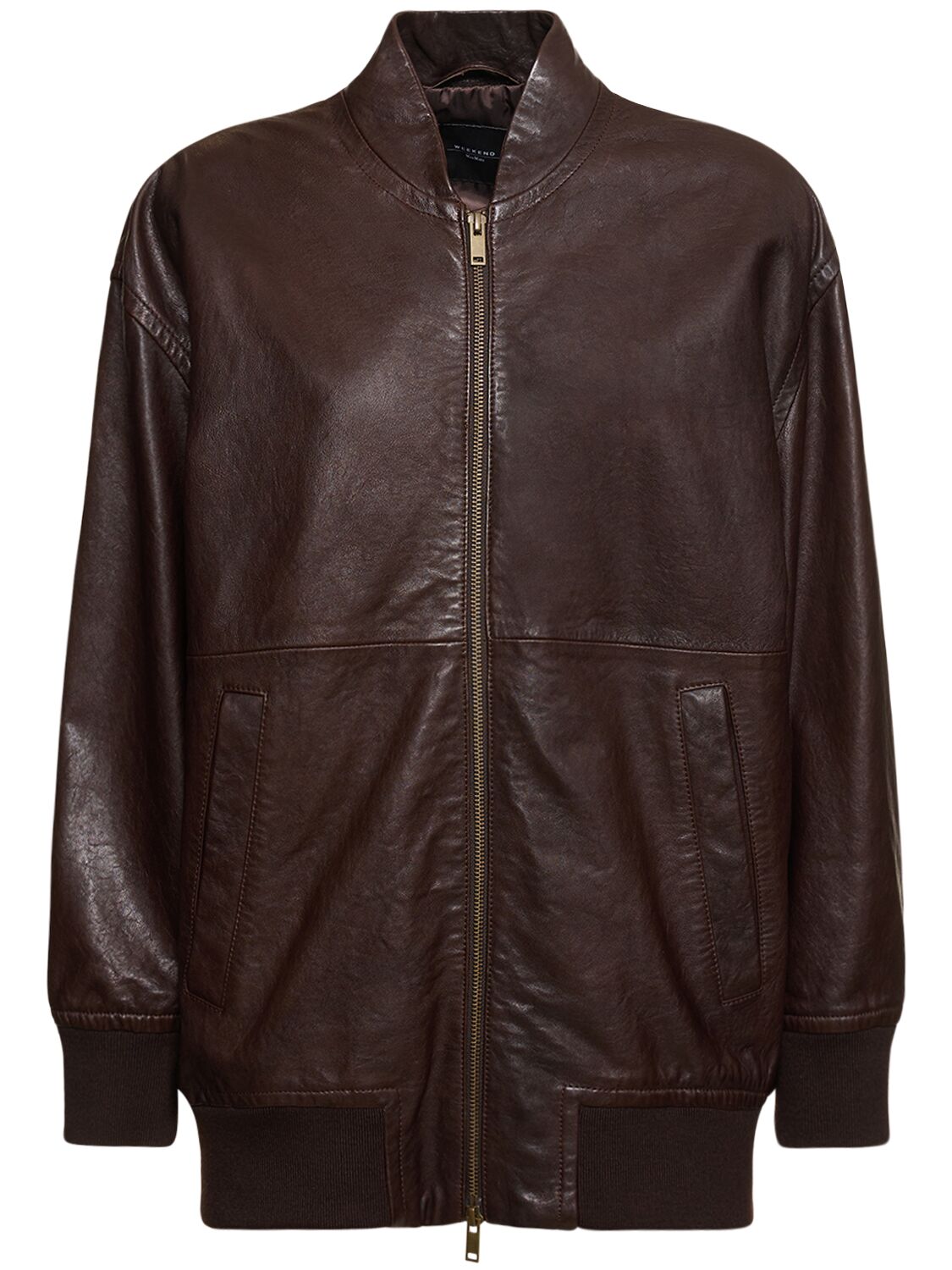 Cursore Zip-up Leather Jacket - WEEKEND MAX MARA - Modalova