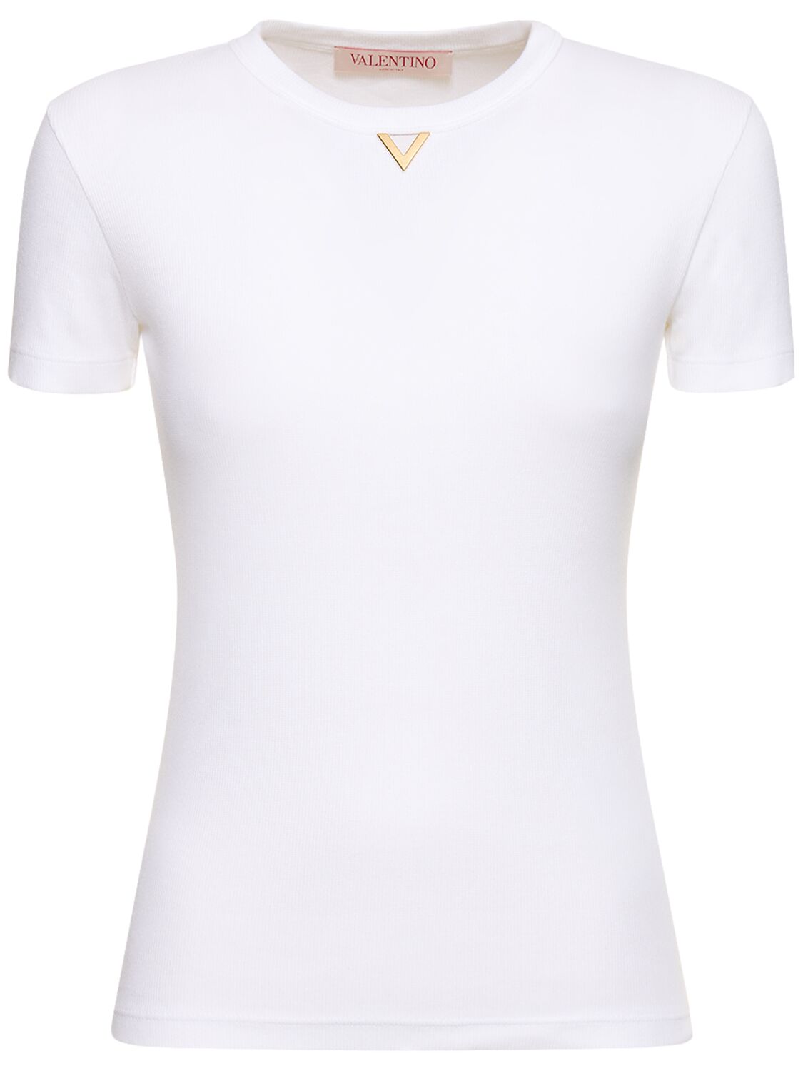 Cotton Rib Jersey Logo T-shirt - VALENTINO - Modalova