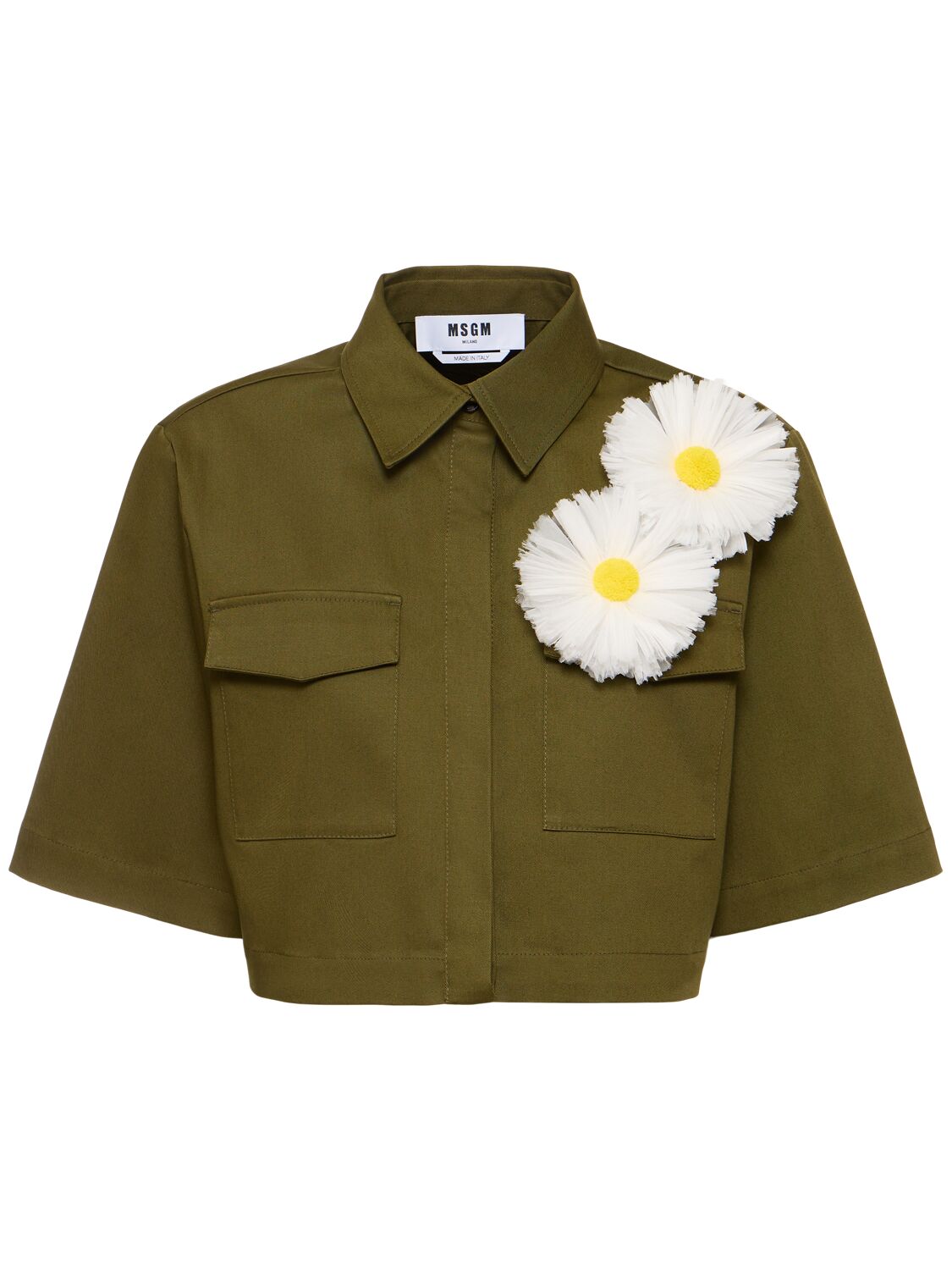 Cotton Blend Crop Shirt - MSGM - Modalova