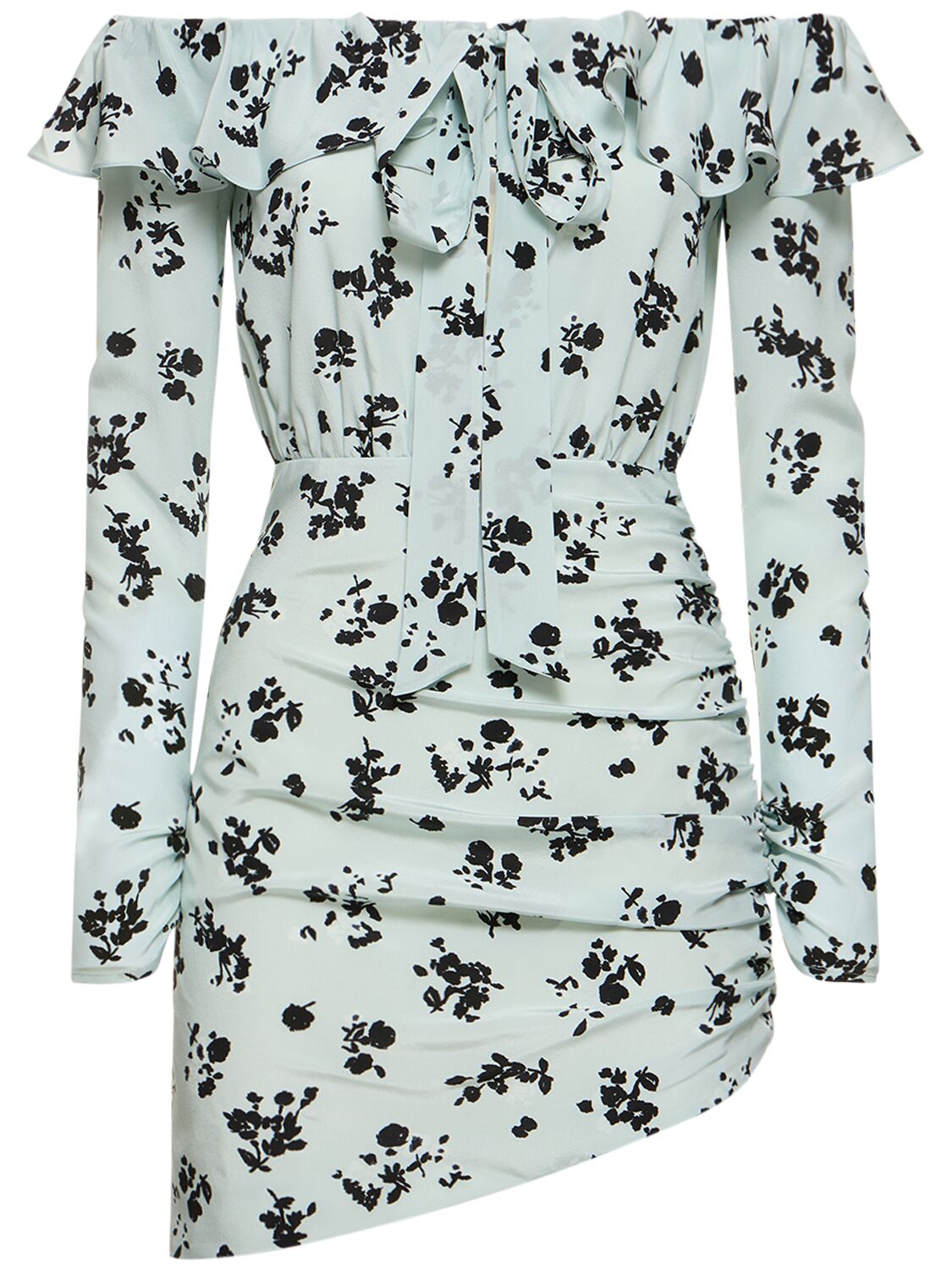 Printed Off-the-shoulder Silk Mini Dress - ALESSANDRA RICH - Modalova