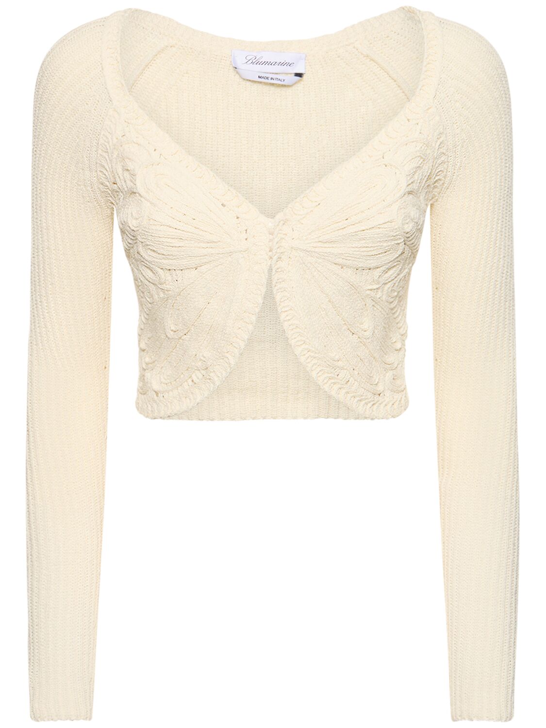 Cotton Blend Knit Crop Cardigan - BLUMARINE - Modalova