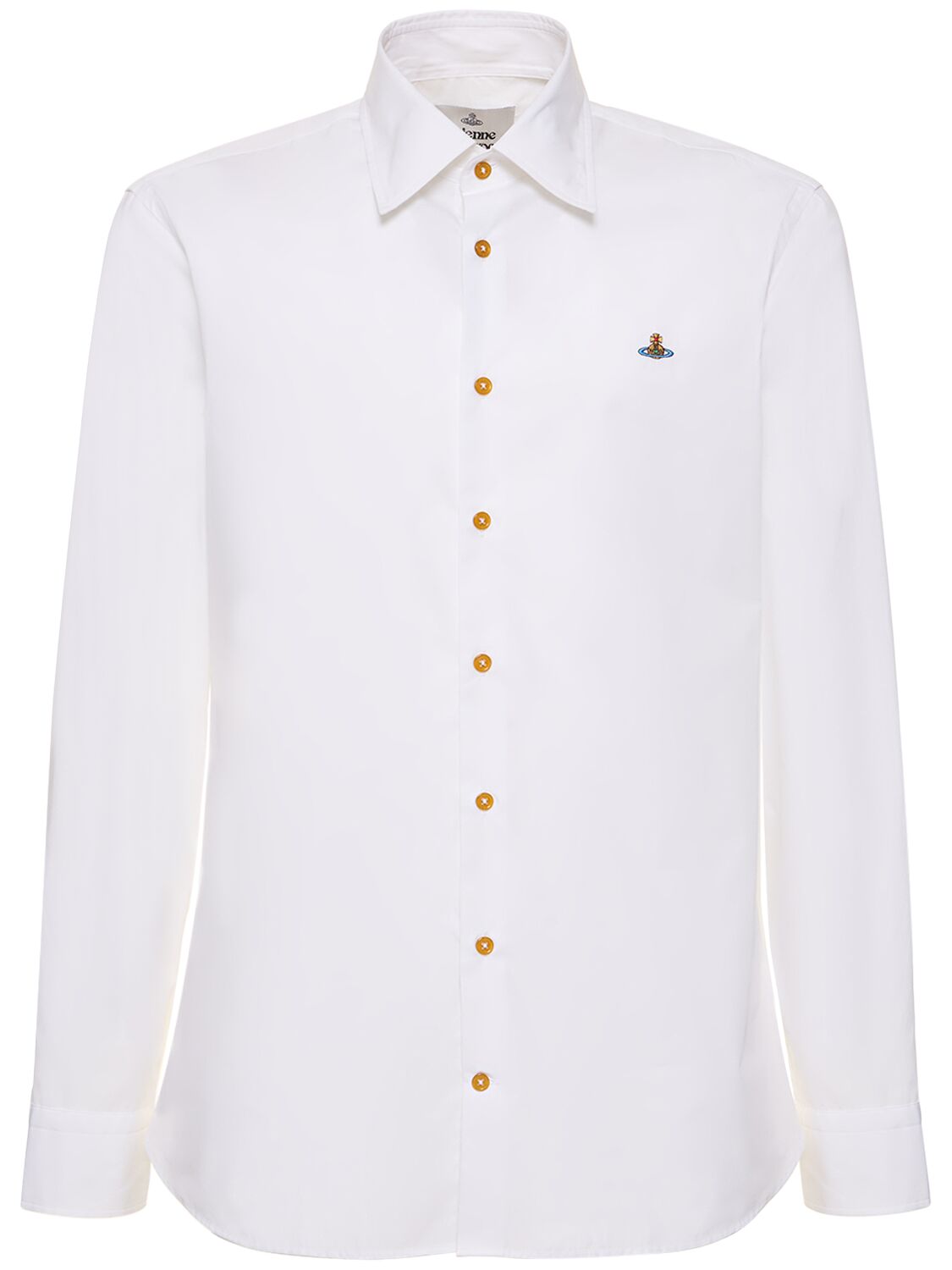 Logo Embroidery Cotton Poplin Shirt - VIVIENNE WESTWOOD - Modalova
