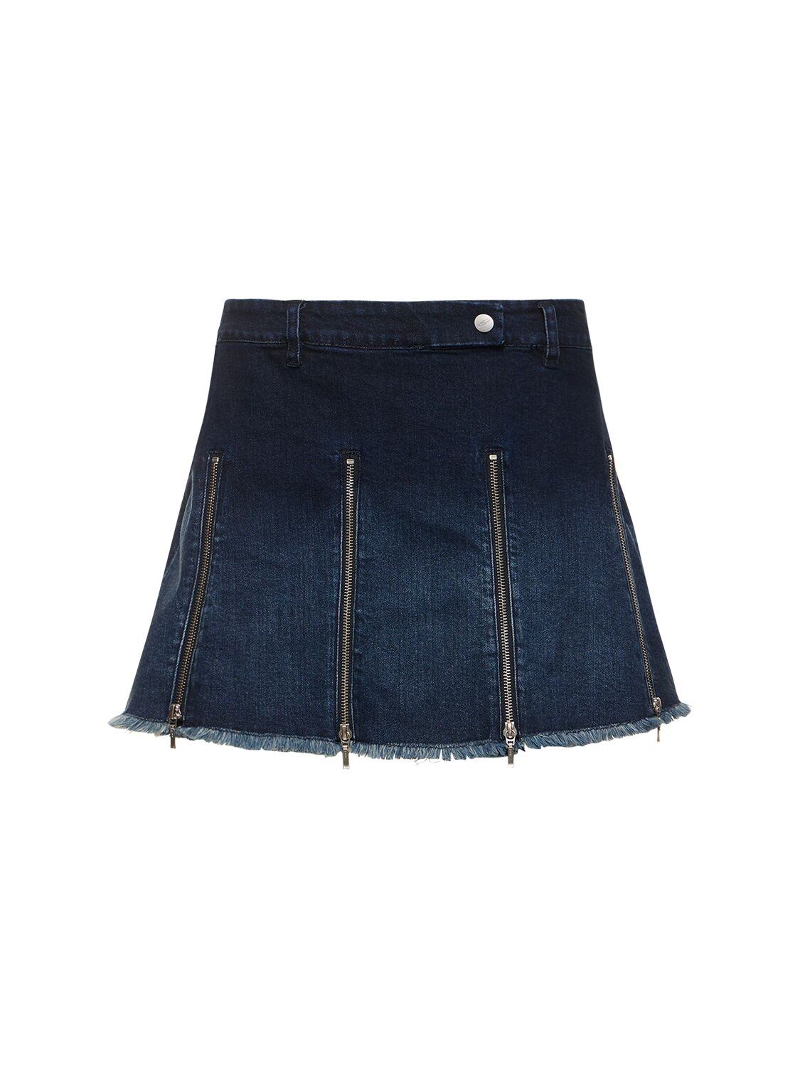 Pleated Denim Mini Skirt W/ Zips - CANNARI CONCEPT - Modalova