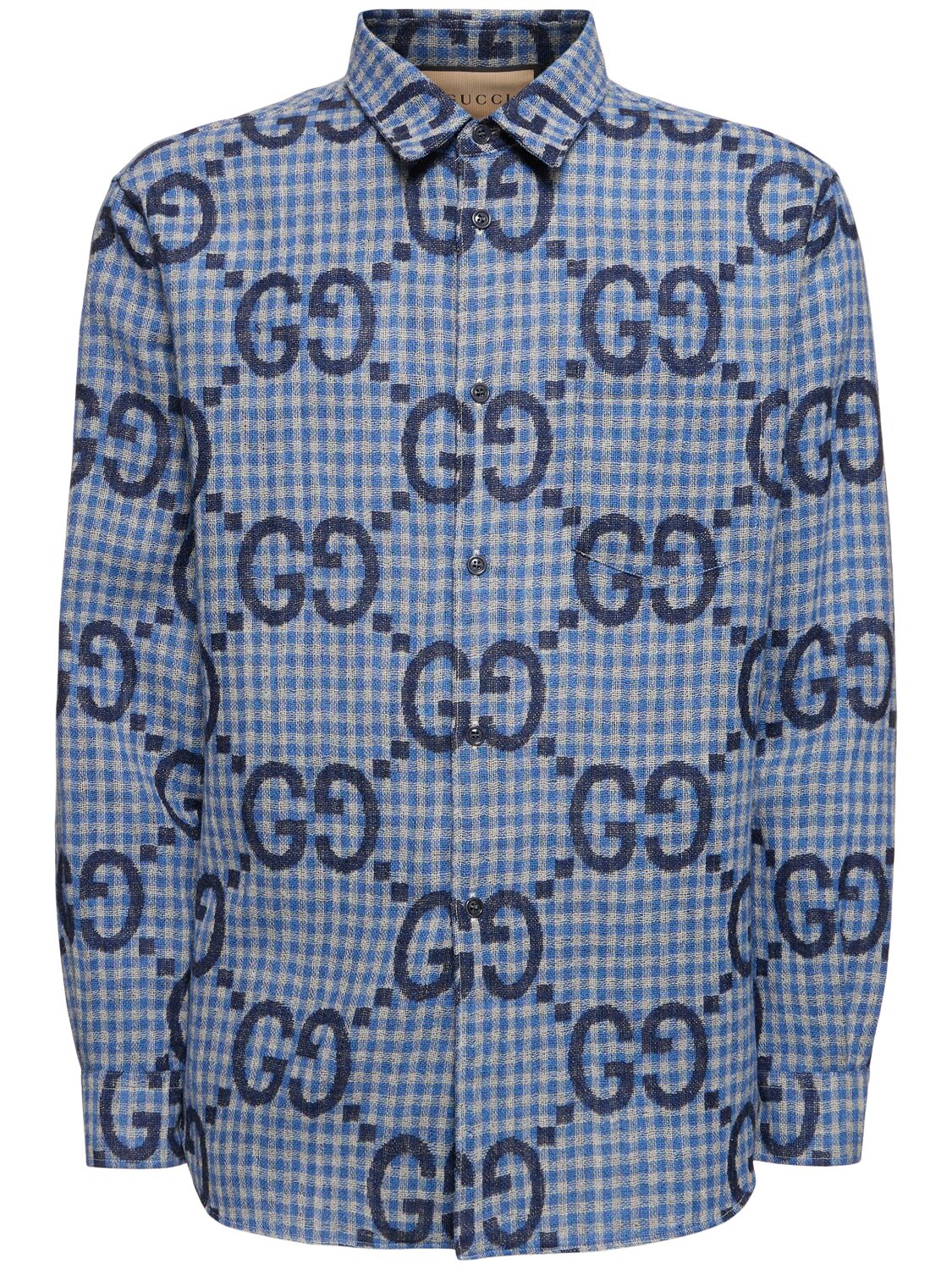 Gg Macro Wool Shirt - GUCCI - Modalova