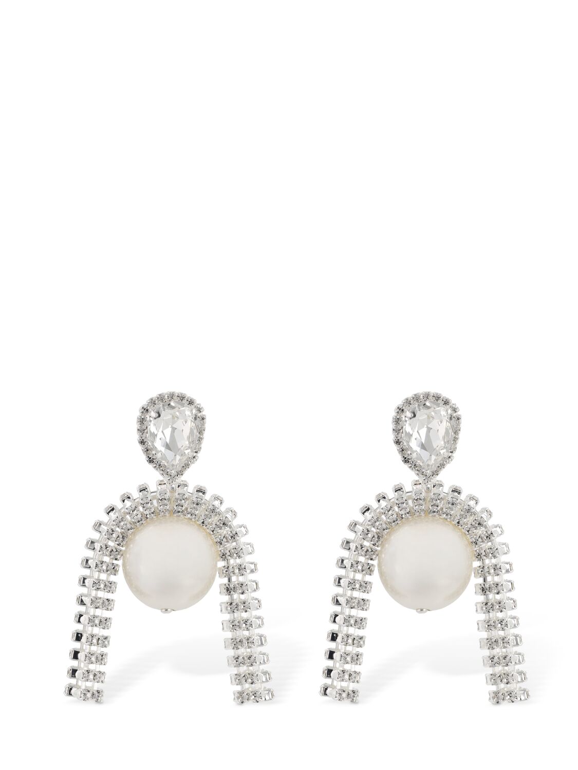 Crystal & Pearl Pendant Earrings - MAGDA BUTRYM - Modalova