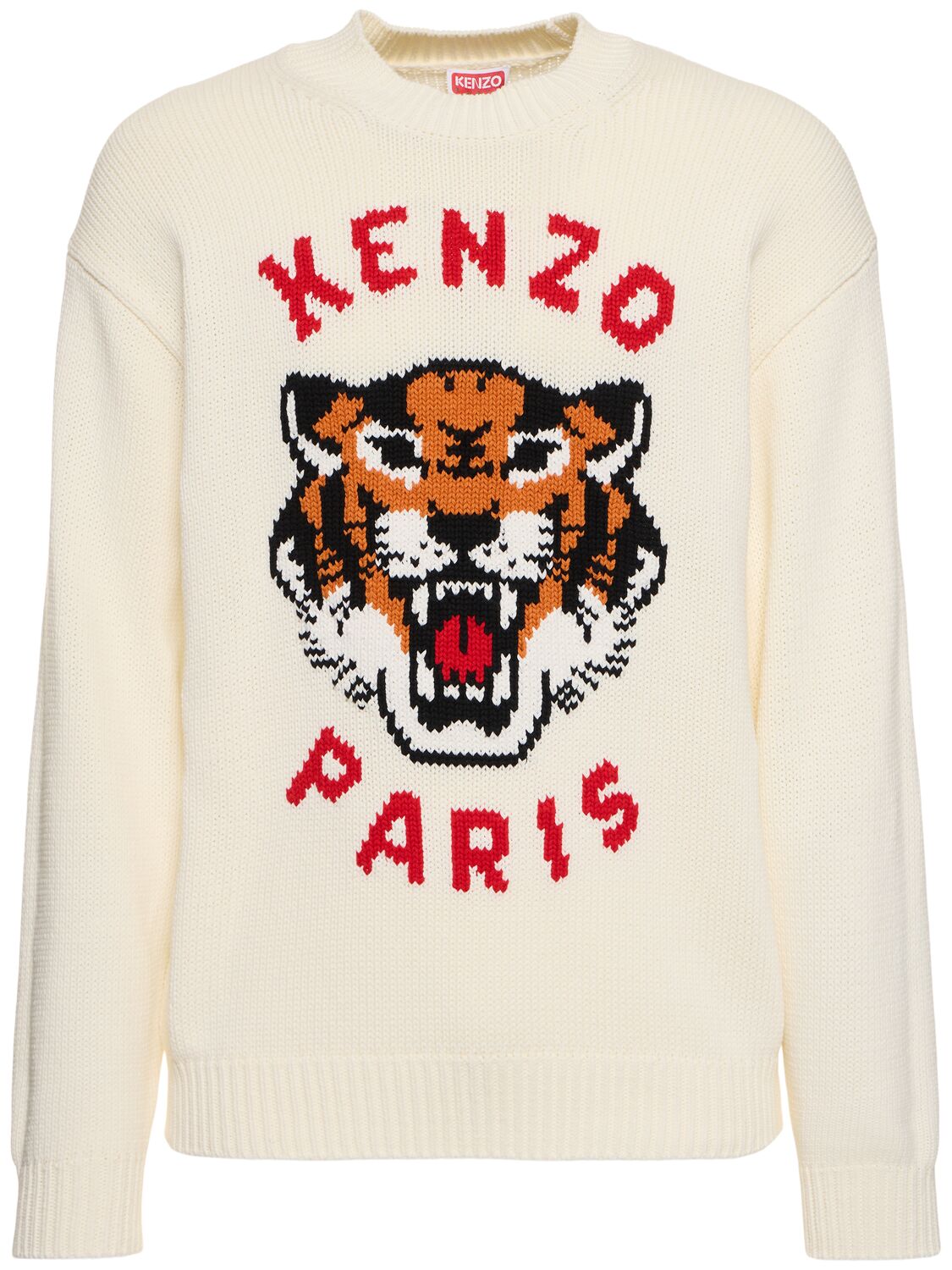 Tiger Cotton Blend Knit Sweater - KENZO PARIS - Modalova