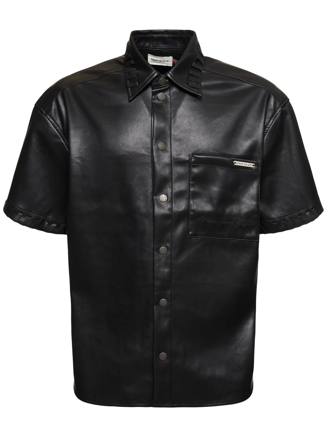 Faux Leather Boxy Shirt - HONOR THE GIFT - Modalova