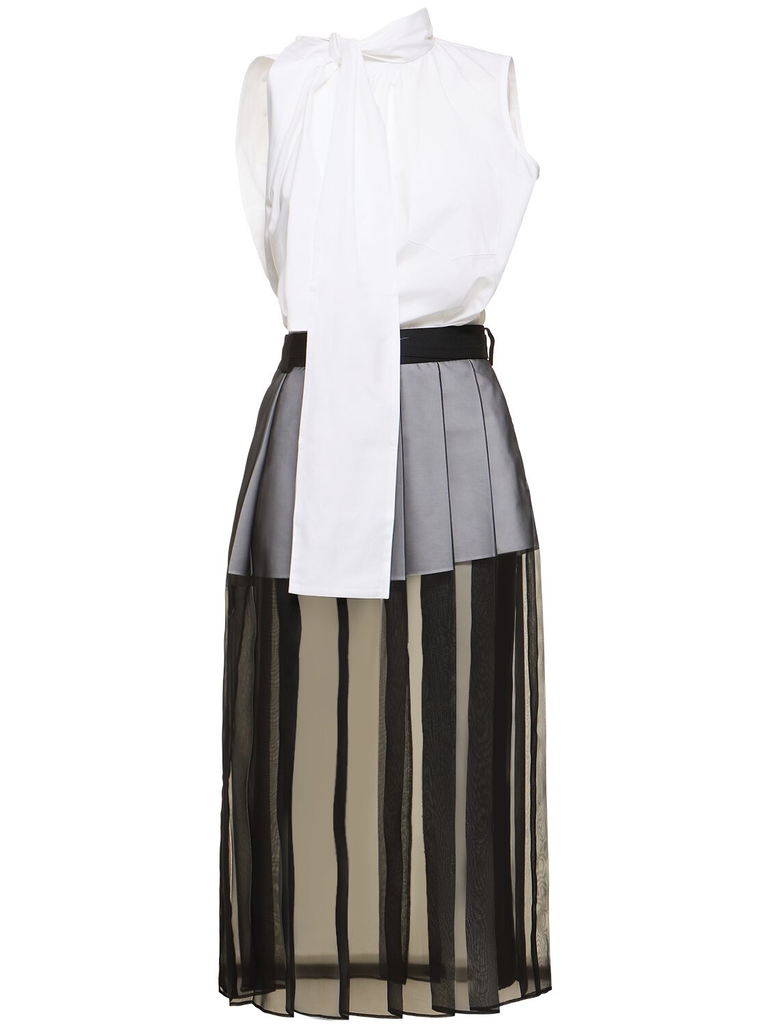 Poplin Mini Dress W/ Tulle Gown - SACAI - Modalova