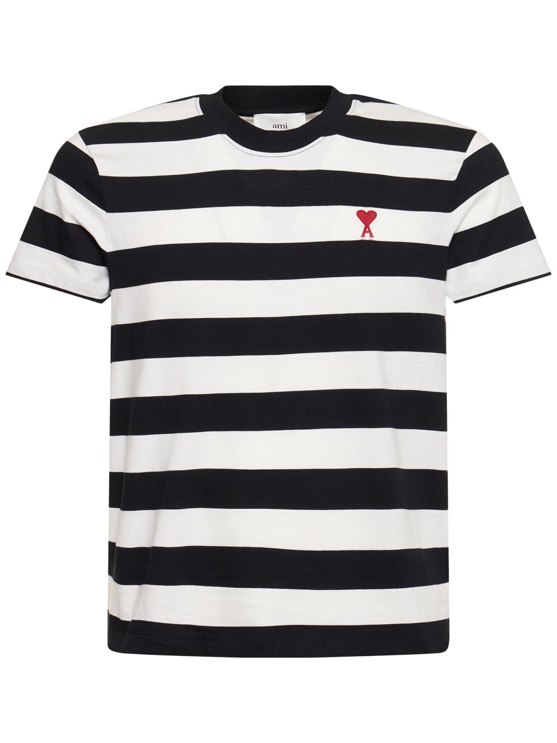Striped Organic Cotton Jersey T-shirt - AMI PARIS - Modalova