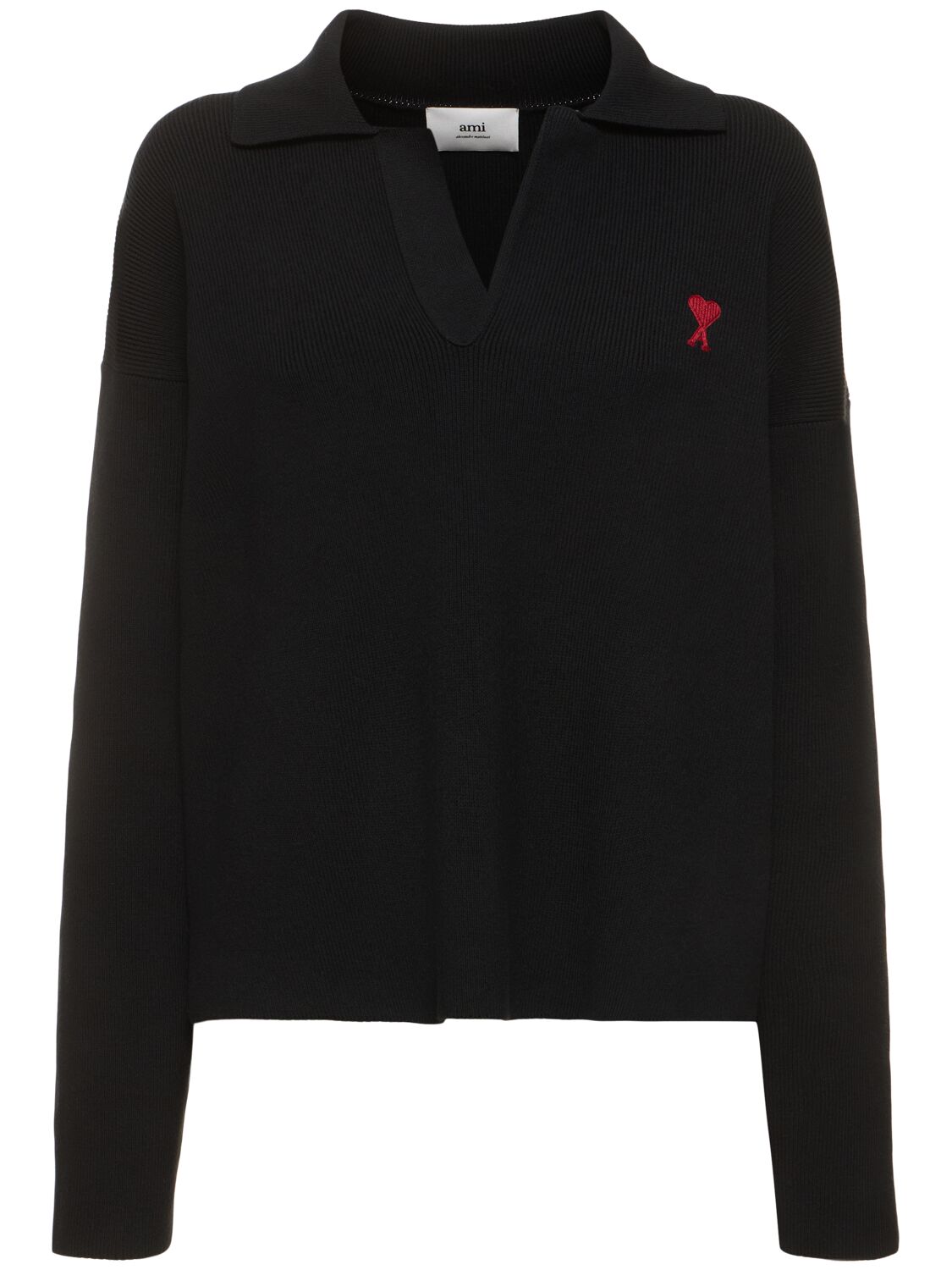 Red Adc Polo Cotton & Wool Sweater - AMI PARIS - Modalova
