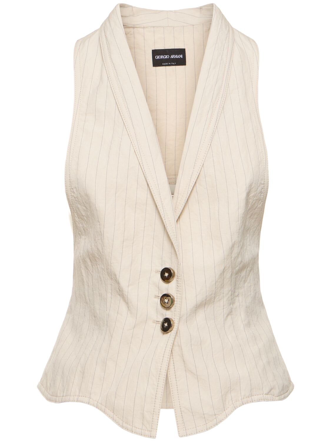 Cotton Blend Sleeveless Vest W/ Cutouts - GIORGIO ARMANI - Modalova
