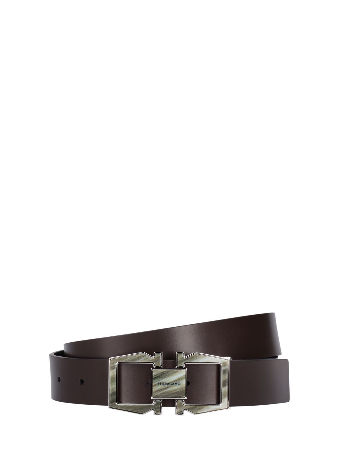 Mm Double Gancio Leather Belt - FERRAGAMO - Modalova