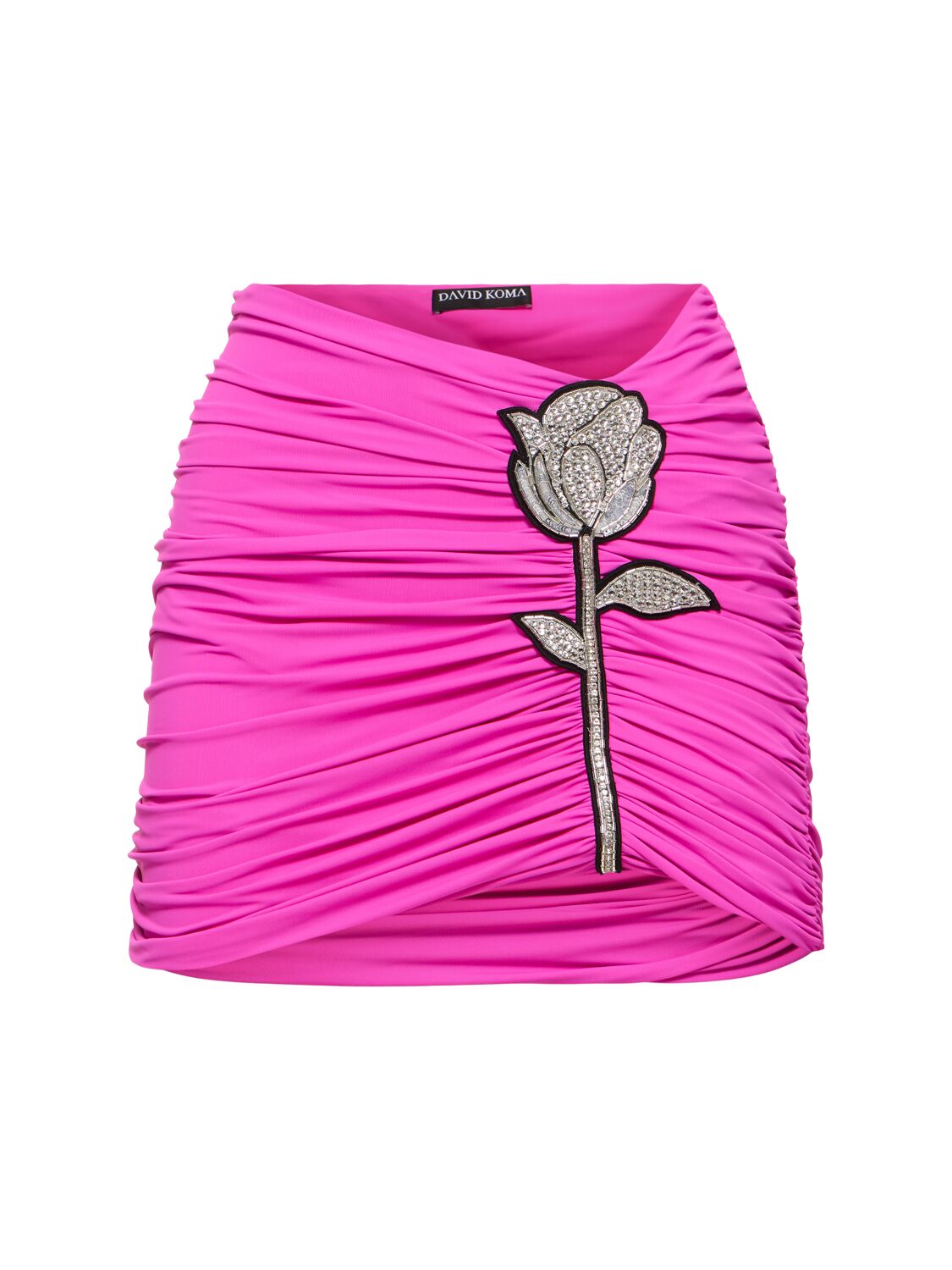 Mujer Ruched Mini Skirt W/ Rose / 6 - DAVID KOMA - Modalova