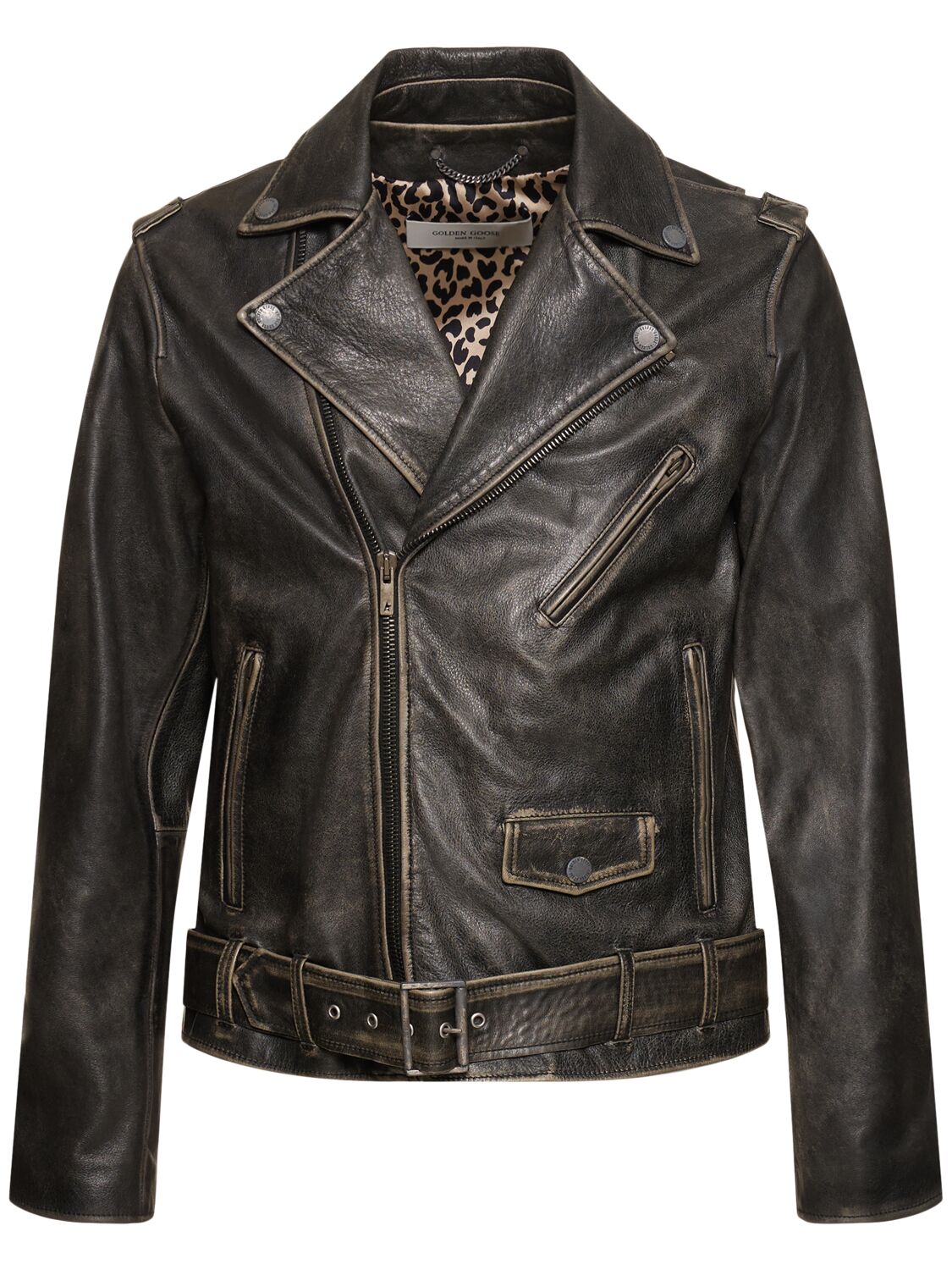 Chiodo Distressed Bull Leather Jacket - GOLDEN GOOSE - Modalova