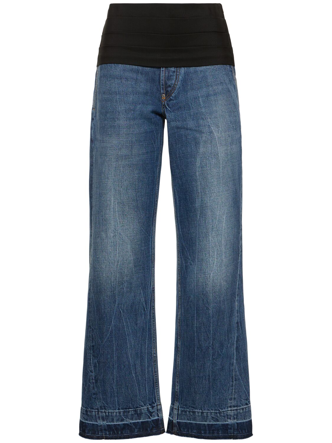 Mid Rise Denim & Fabric Wide Jeans - STELLA MCCARTNEY - Modalova